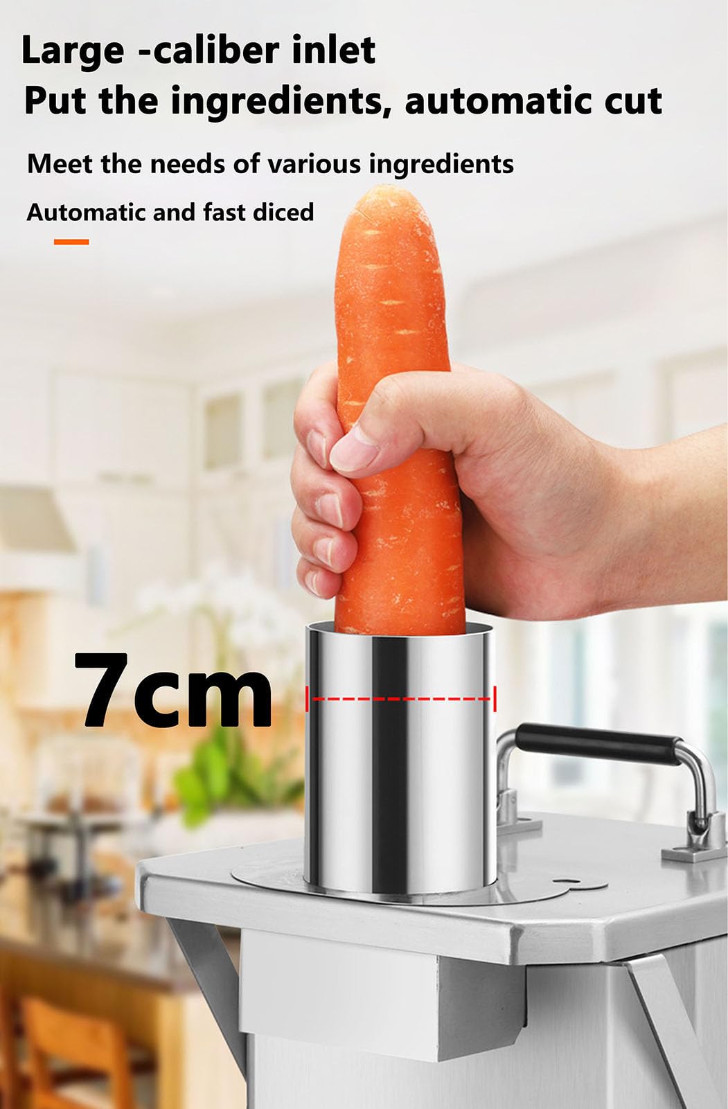 Cortador de Titular de Choque de Vegetales Comercial de 200 W, Cortador de Papa automático de Cebolla, máquina de Cortar Frutas de procesador de Alimentos, con 6/10/10/12/15 mm Cuchillas