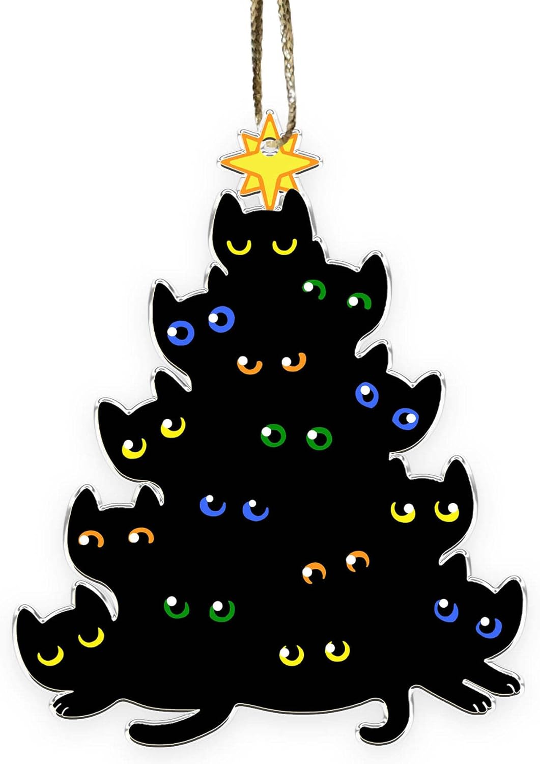 Black Cat Christmas Halloween Ornaments Cute Black Cat Xmas Decor