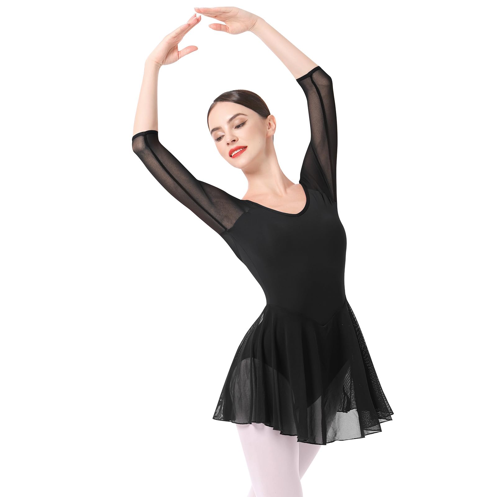 Bezioner Girls Ballet Leotard With Removable Skirt - Puff Sleeve Dance Dress For Ballet, Gymnastics