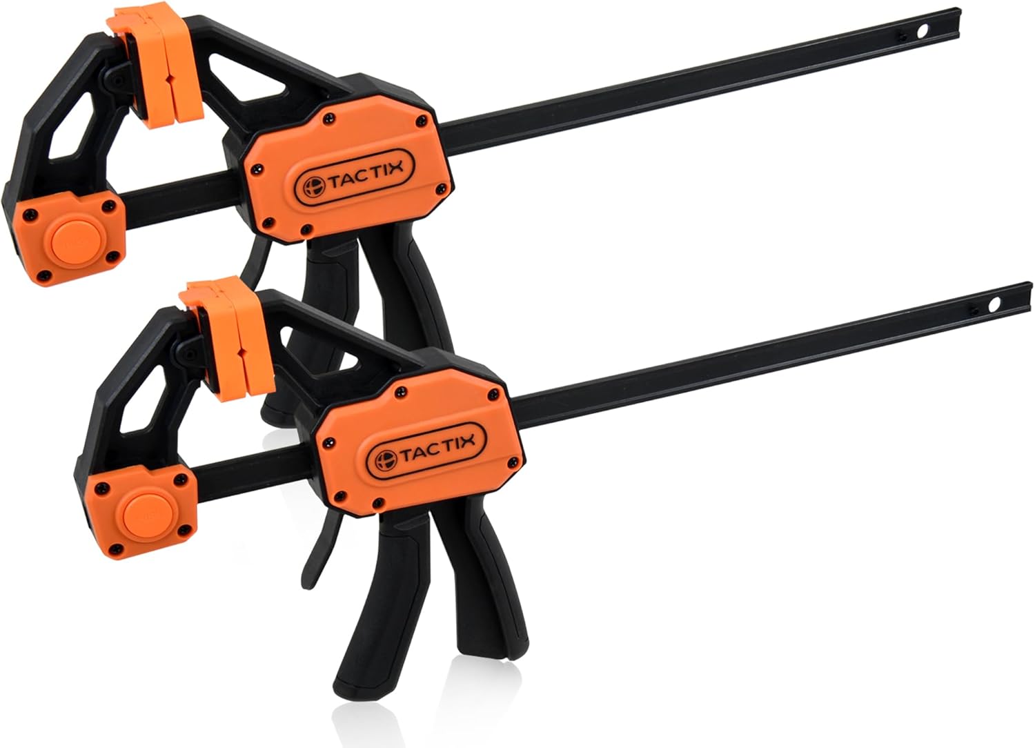 TACTIX 12" Bar Clamps for Woodworking, 2-Pack 300lbs One-Handed Spreader/Clamp, Quick-Clamp Wood Clamps Set for Hand Wood Working, Carpentry, and DIY Projects