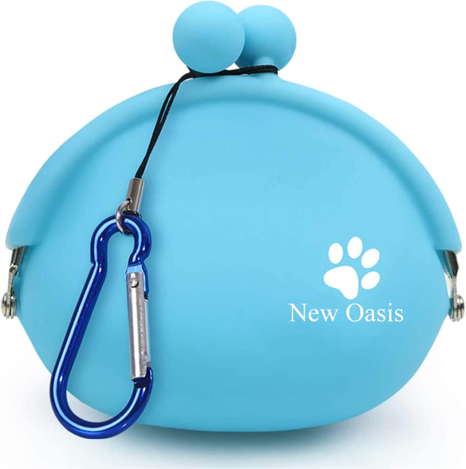New Oasis Canine Deal with Pouch, 10oz Small Transportable Silicone Canine Coaching Pouch Reusable Canine Deal with Bag with Carabiner Key Case Silicone Coin Pouch, Blue