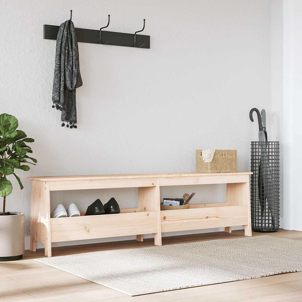 Banc de couloir ouvert avec étagère à chaussures en bois massif