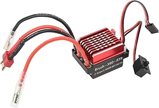VGEBY 60A RC Brushed ESC, 6V 2A Brushed Speed Controller ESC with T Plug for HSP for Redcat 110 RC Cars Red