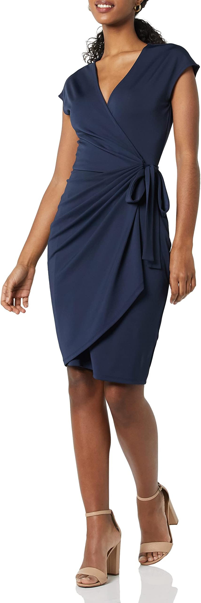 Amazon EssentialsWomen's Classic Cap Sleeve Wrap Dress (Available in Plus Size)