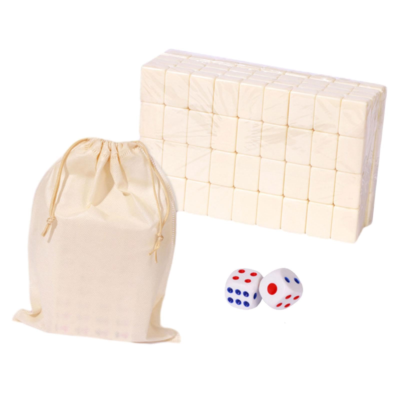 Reise Mahjong Set, Chinesisches Mahjong Spielset, Klassisches Spiel mit Aufbewahrungstasche, Chinesisches Mahjong Spielset für Jungen Und Mädchen, 30 mm Weiß