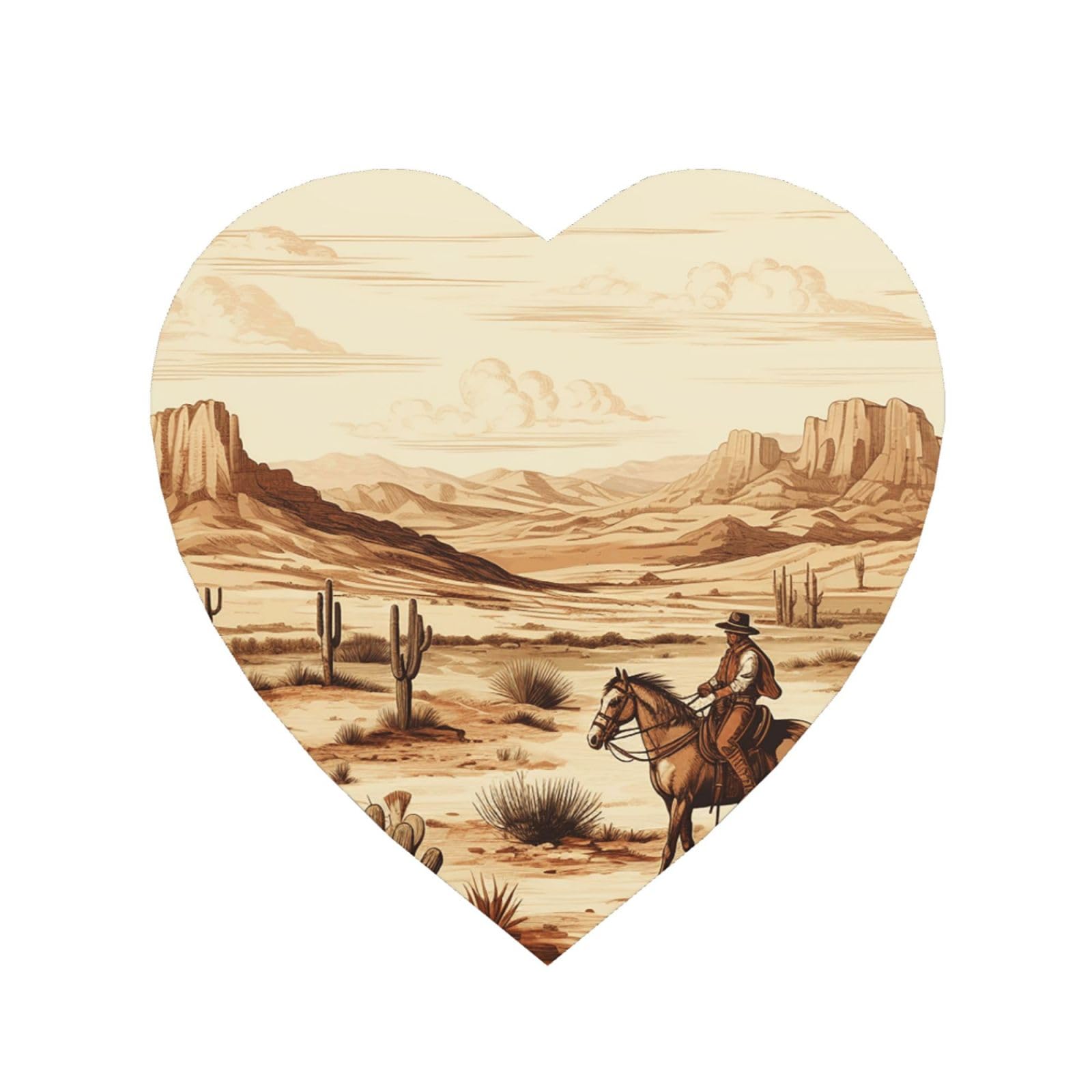 Fodpand Heart Shape West Desert Cactus With Cowboys Riding Horses Fridge Magnets, Strong Small Refrigerator Magnets Decorative Magnets For Kitchen Fridge Office Locker - Funny Magnetic Stickers Birthday Gifts