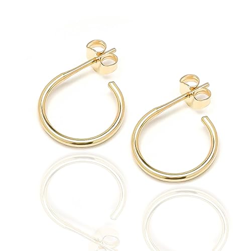 Sterling Silver Hoop Earrings, 925 Sterling Silver, 12mm, 16ga, Hoop Earrings for Women, Silver Hoops Hypoallergenic, Post Huggie Hoop Earrings,