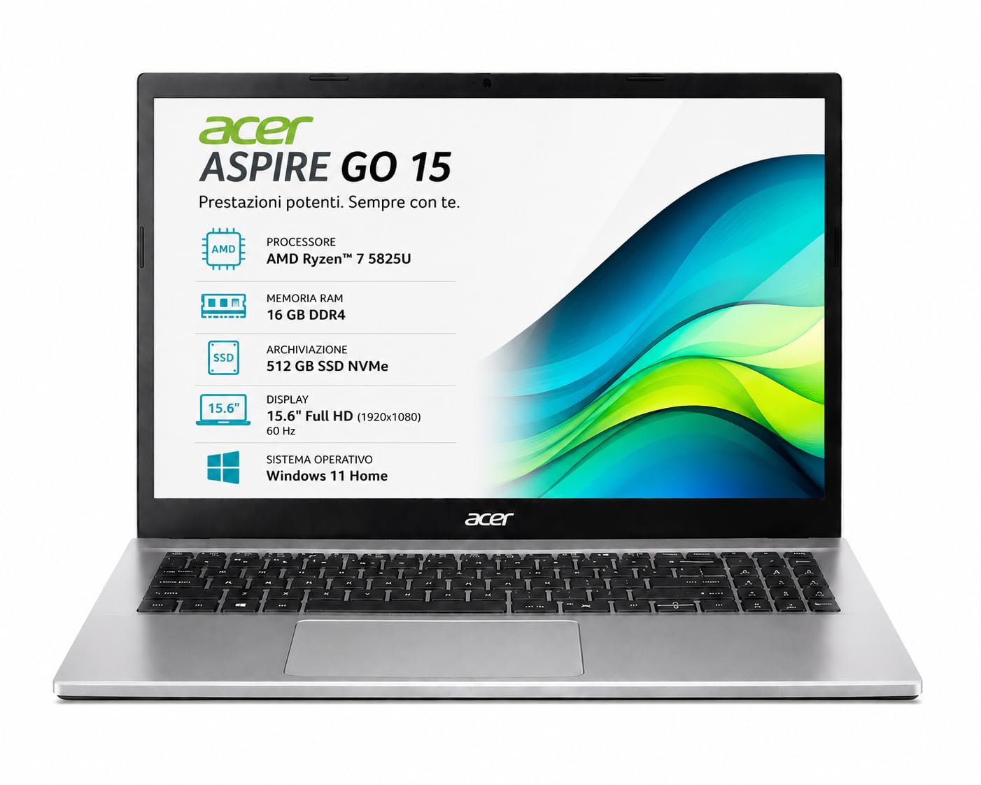 Acer Aspire Go 15 Notebook Ryzen 7 5825U, 16 GB RAM, 512 GB SSD