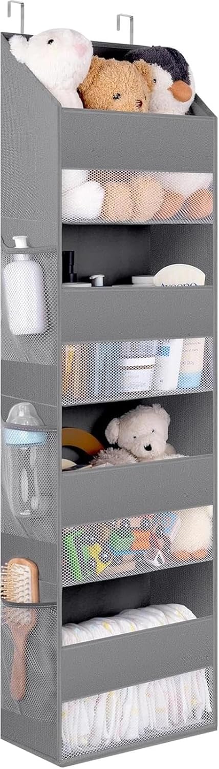 for Over The Door Organizer, 4-Shelf Behind The Door Storage with 6 Pockets and Clea
