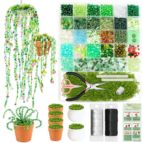 Cuentas de cristal verde en kit de 5600 piezas ZYNERY con herramientas para artesanía