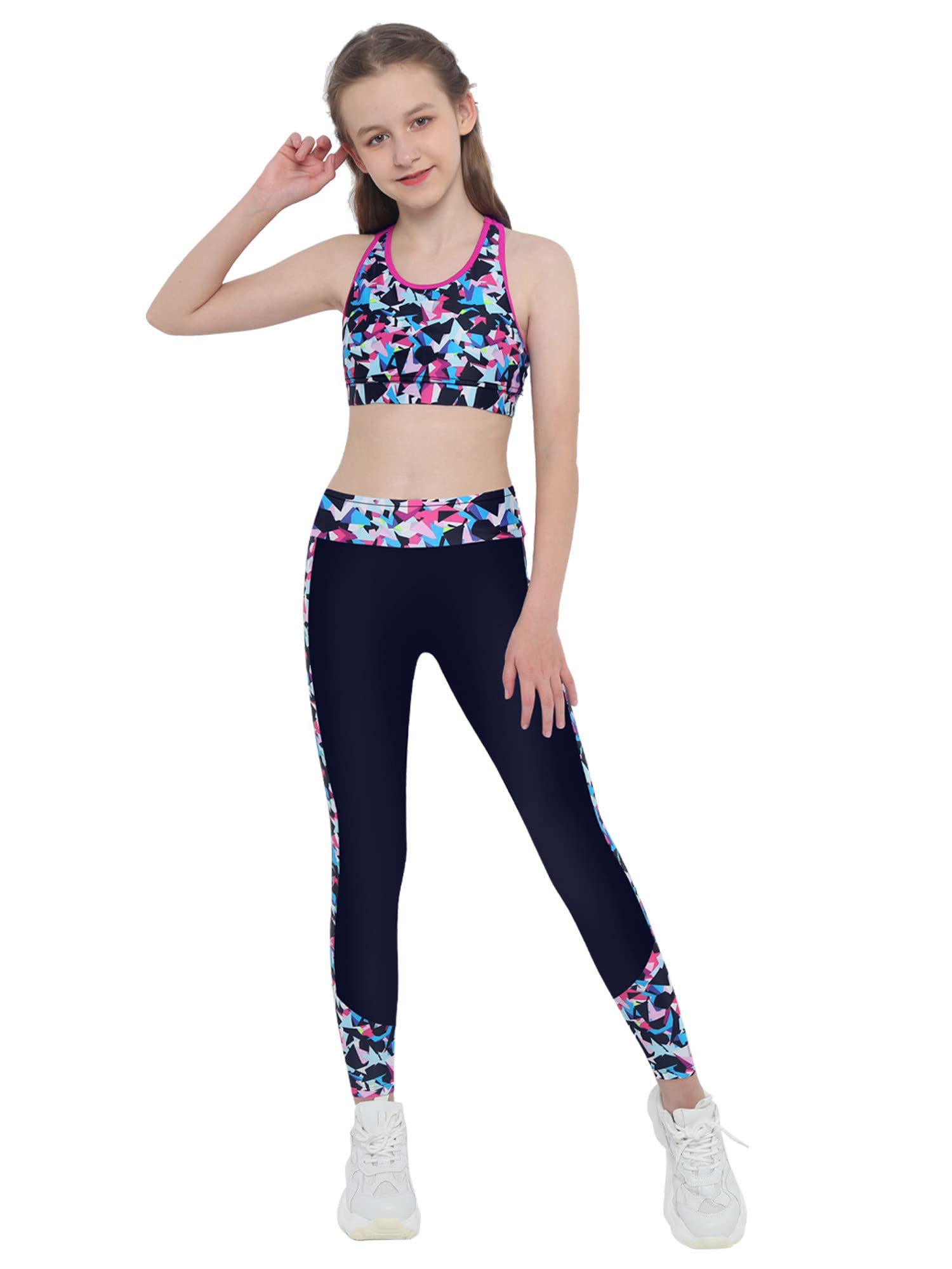 JEATHA Mädchen Sport-Set – Crop Top + Jogginghose, ärmellos, Aus Polyester, Für Yoga, Gym & Freizeit