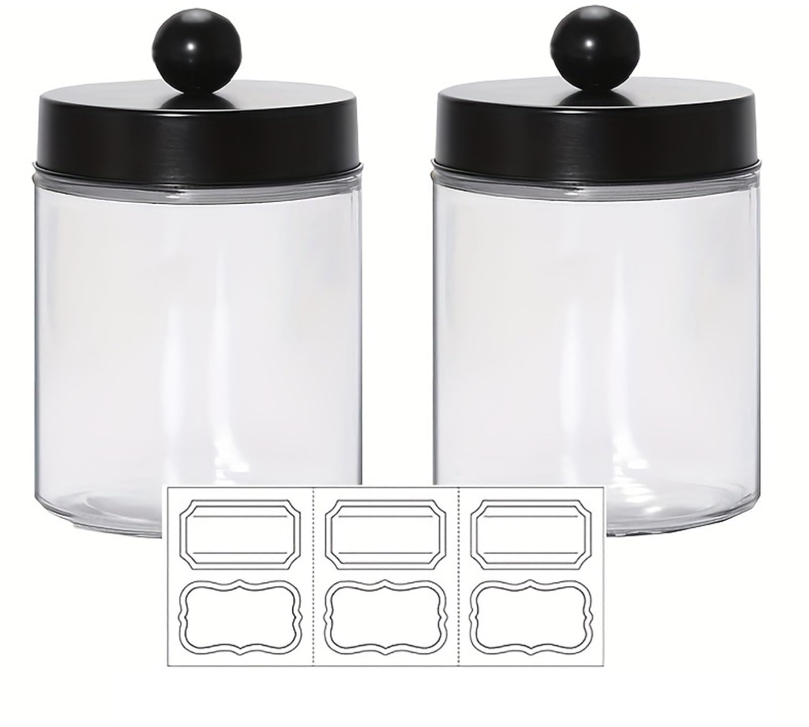 QuxetlRyz Qtip Holder Jars Bathroom Vanity Storage Organizer -Countertop Canister Container Farmhouse Decor &Cute Stickers Cotton Buds Holder(2pcs)