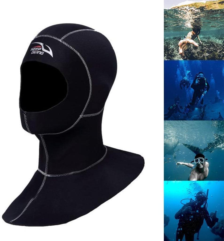 Unisex 3mm Neoprene Diving Wetsuit Hood for Men/Women,ion, Stretchy & Quick Drying, for Scuba Diving, Surfing, and Snorkeling - White Seam XXL