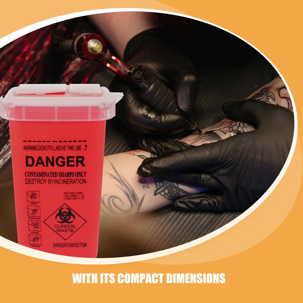 Sharps Container for Home Use, 1 Quart (1-Pack) Red Needle Sharp Disposal Containers for Home Use - Biohazard Needle and Syringe Disposal for Travel and Professional Use