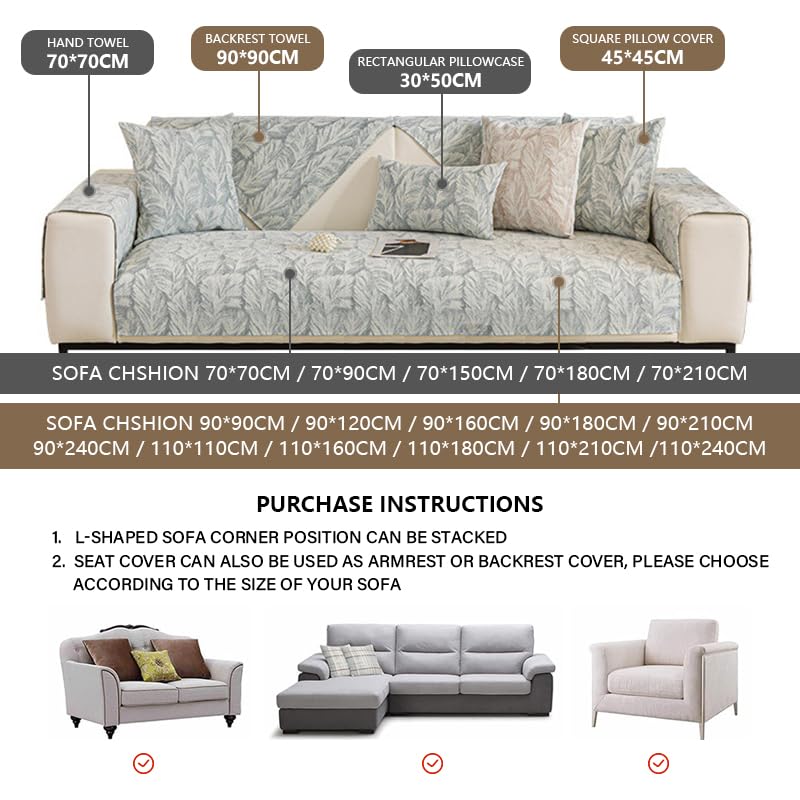 Housse de Canapé Sectionnelle en L ou U Lavable 90x180cm - 7
