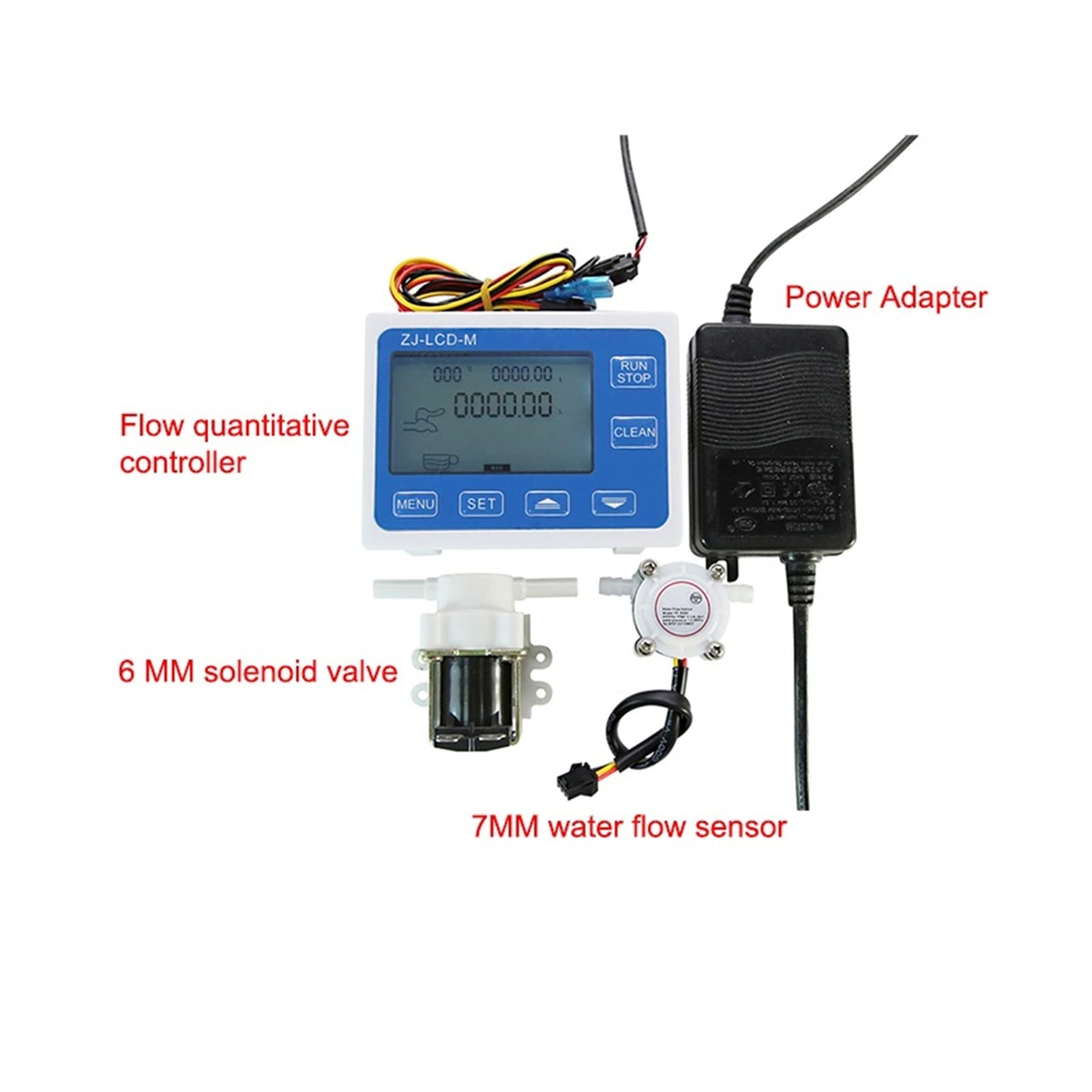 Wasserdurchflussmesser, 7mm Quantitativer Controller Digital Display Schlauchradsensor 6 mm Schlauchmagnetventil verwendet, um flüssigen Fluss zu steuern und anzuzeigen