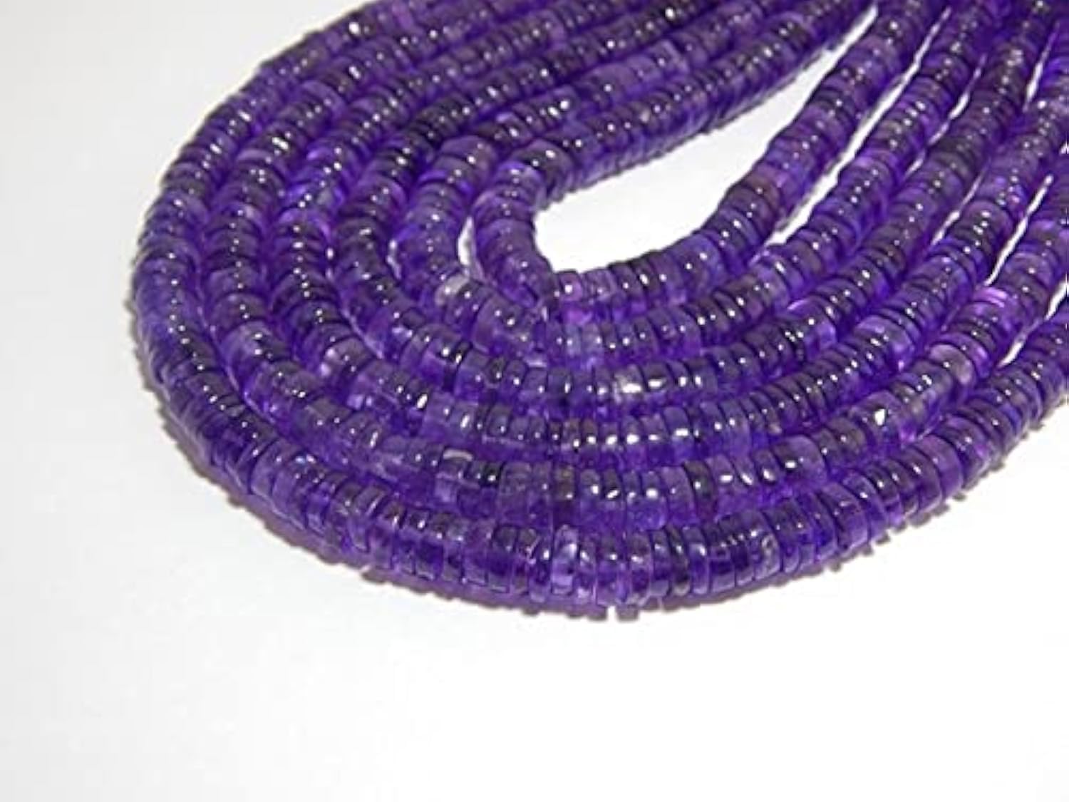 Améthyste perles lisses tyre shape 17" pour création de collier en pierre