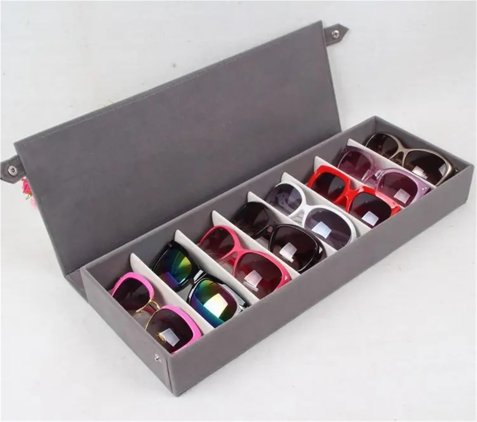 Organizador para Gafas De Sol Estuche for Gafas con 8 Ranuras, Gafas de Sol, Almacenamiento, Rejilla de exhibición, Soporte, Caja, Organizador de Gafas(8grids Black-2pcs)