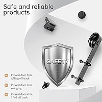 Vista 5 de EaseLife Kit de riel de herrajes para puerta corrediza de granero de 4 pies, polea básica en J, se desliza suavemente y silenciosamente, fácil