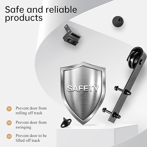 Miniatura 4 de EaseLife 8 FT Double Door Sliding Barn Door Hardware Track Kit,Basic J Pulley,Heavy Duty,Slide Smoothly Quietly,Easy Install