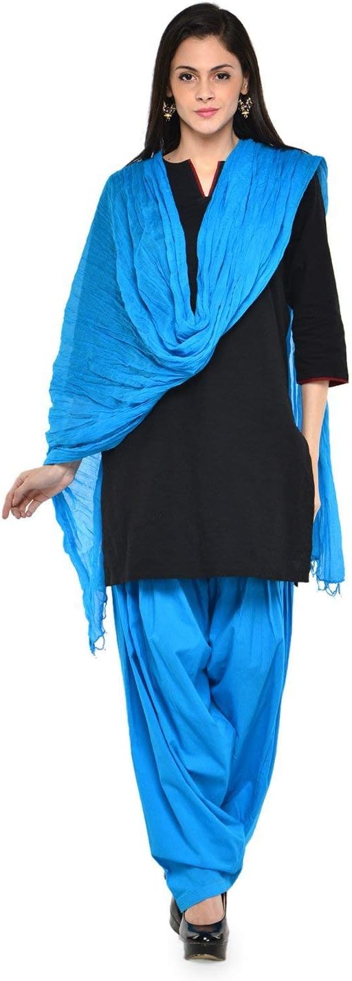 SUBHARPIT Sky Blue Cotton Patiyala Salwar with Dupatta for Women & Girls (Full Patiala Dupatta Ethnic Set)