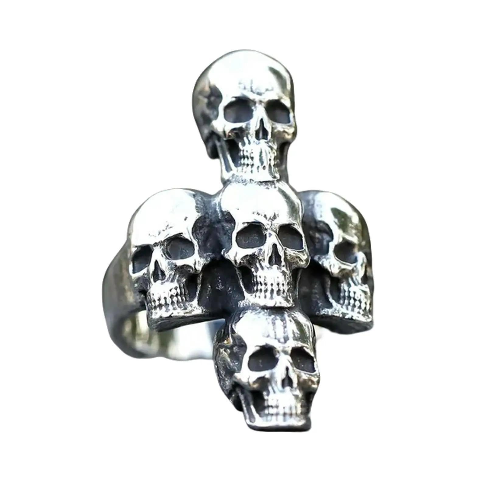 New Men's Ring Cool Cross Skull Ring For Men Fashion Punk Rock Halloween Jewelry Vintage