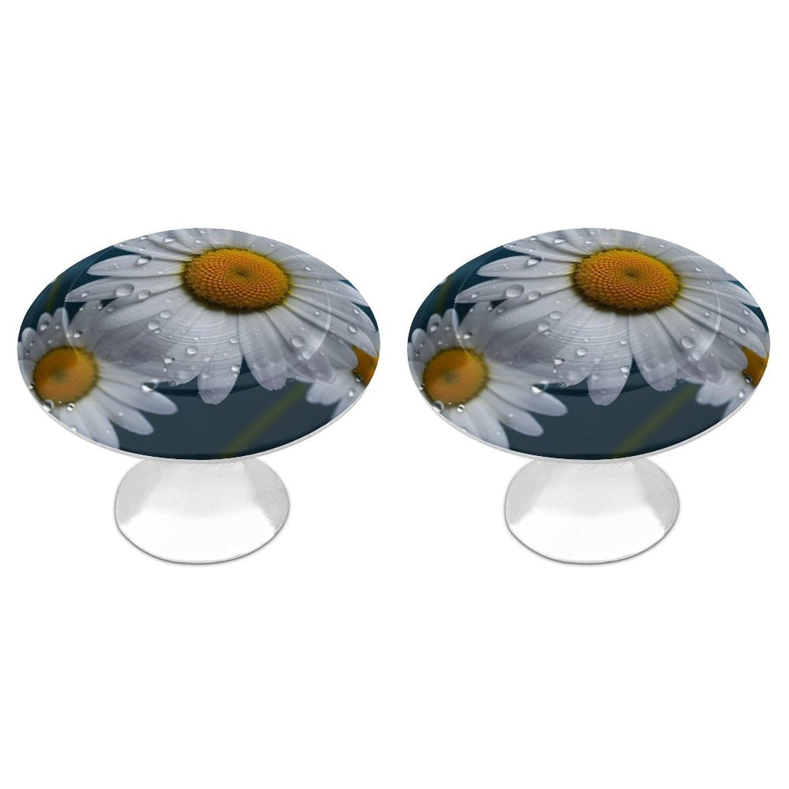 Btcowzrv Style Daisy Flowers 2 Pack Cabinet Knobs Drawer Pulls