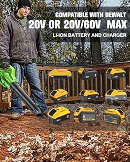 Leaf Blower Cordless Compatible with Dewalt 20V Max Battery, Electric Cordless Leaf Blower with 2× 3.0Ah Batteries and Charger,6 Speed Levels & 500CFM,Blowers for Lawn Care, Blowing Leaves (Green)