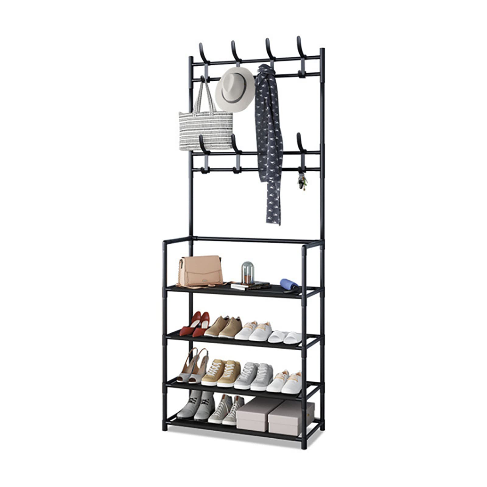 LWJSOCP Entryway Coat Rack with 4Tier Shoe Shelf SpaceSaving Hallway nizer 80CM Storage Bench for Shoes and Coats Stylish Entryway Furniture