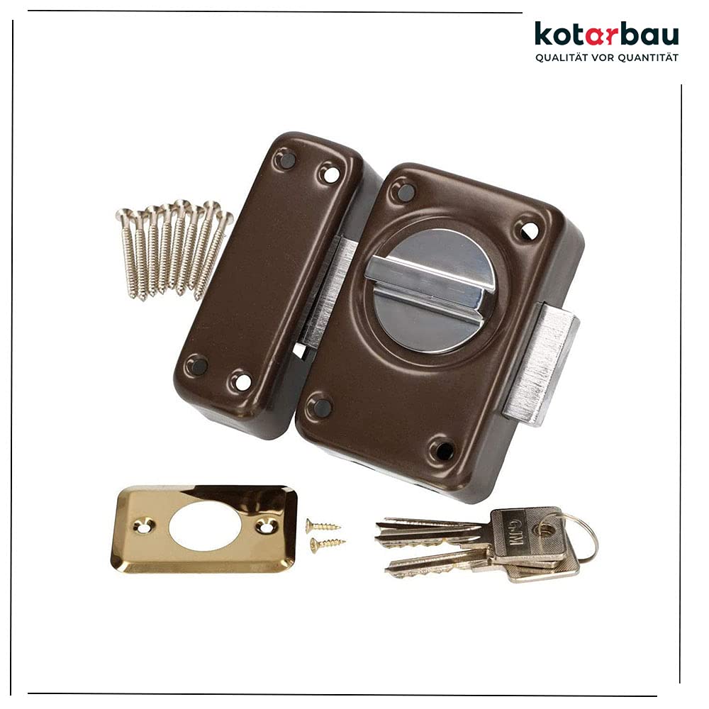 KOTARBAU® Aufschraubschloss 110 mm Kastenschloss Zustazschloss Türschloss Profilzylidner Türzusatzschloss Schloss Garagenschloss Torschloss Braun Top