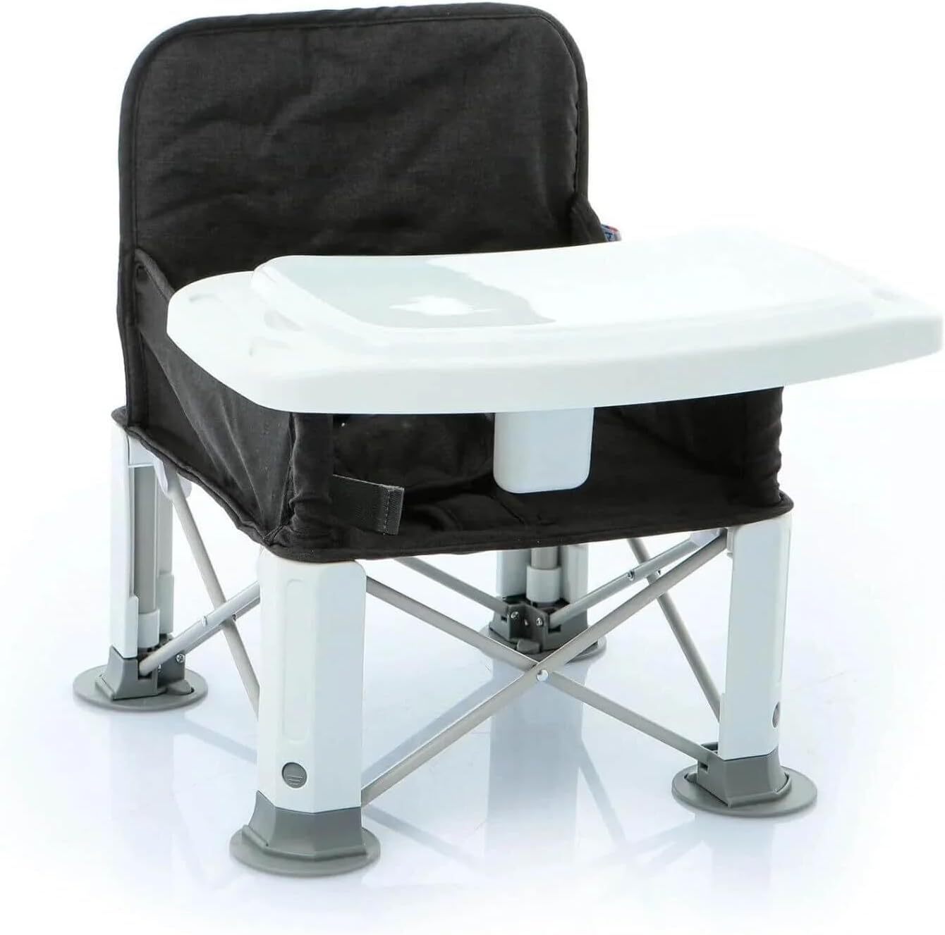 ebebek baby plusPicnic Booster Highchair | Highchair Portable Seat Chair | Compact Fold with Straps for Indoor Outdoor Use | Foldable High Chair Toddler Seat for Eating 47 x 45,5 x 40 cm (Dark Grey)
