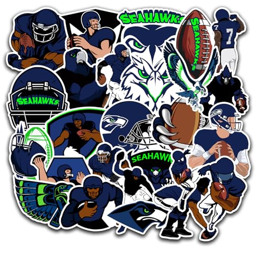 26 PCS Seahawks Stickers Pack Football Stickers Seattle Decal for Water Bottle Laptop Bicycle Computer Motorcycle Travel Case Car Decal Decoration Sticker Graffiti Decals