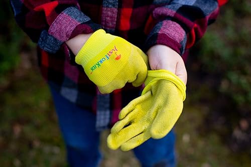 Miniatura 6 de G & F Products JustForKids Kids Garden Work Gloves Soft Cotton or Synthetic Leather, Dirt-Resistant, Non-Slip, Knit Wrist