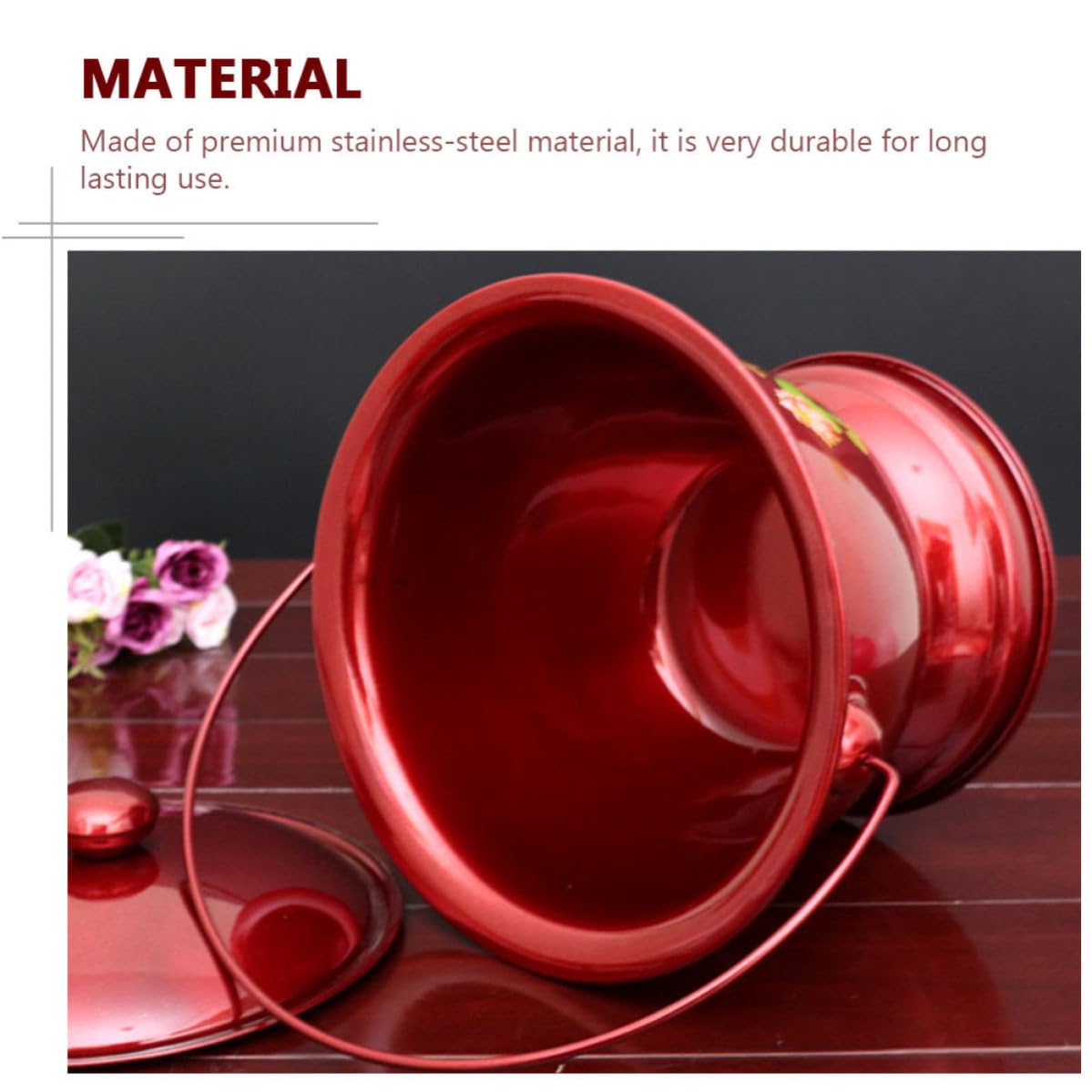 Escupidera Vintage de Acero Inoxidable, Roja, para Adultos