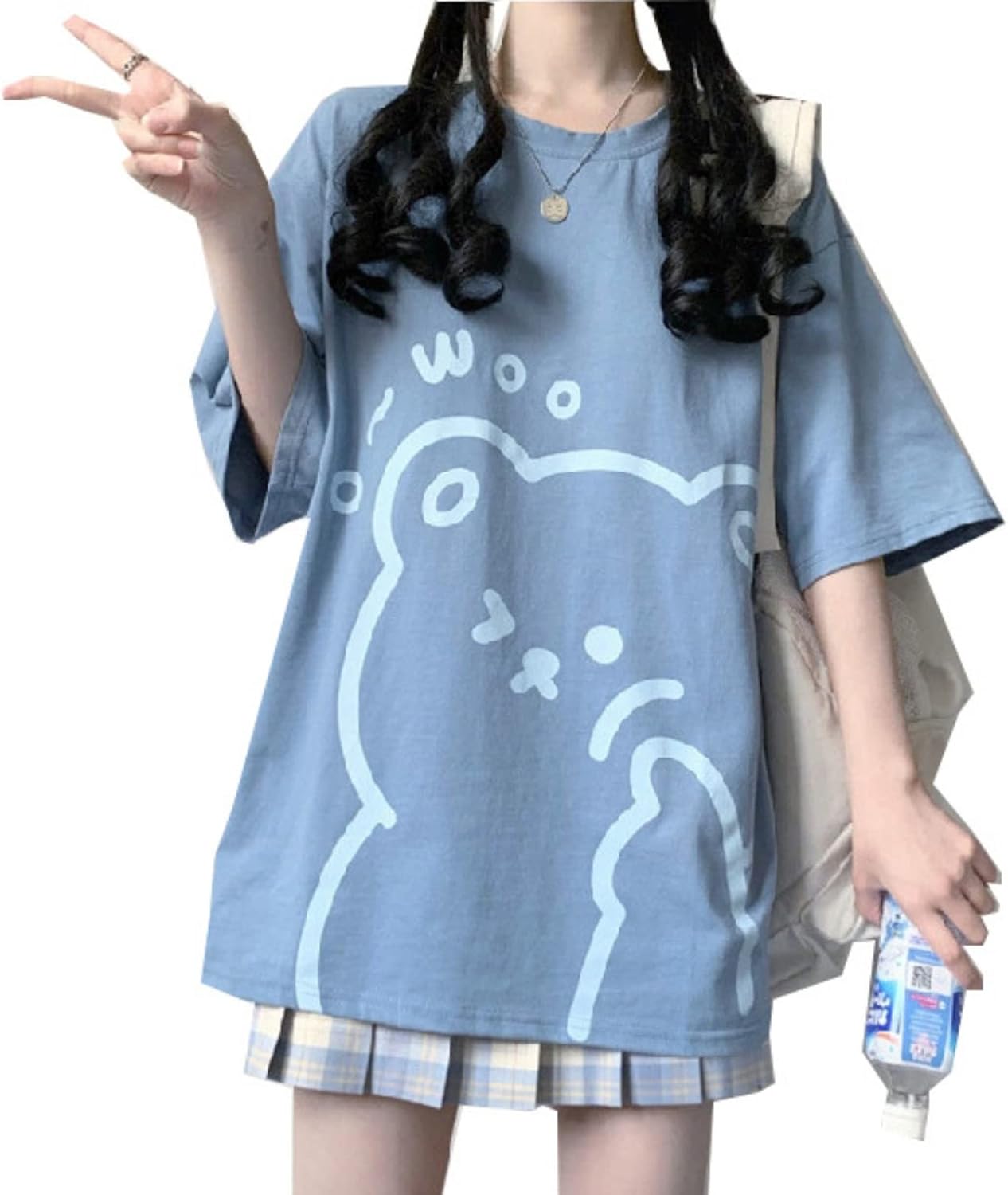 Women Kawaii Bear T-Shirt Cute Japanese Anime Graphic Tees Cartoon Korean Preppy Short Sleeve Baggy Top Oversized Clothes