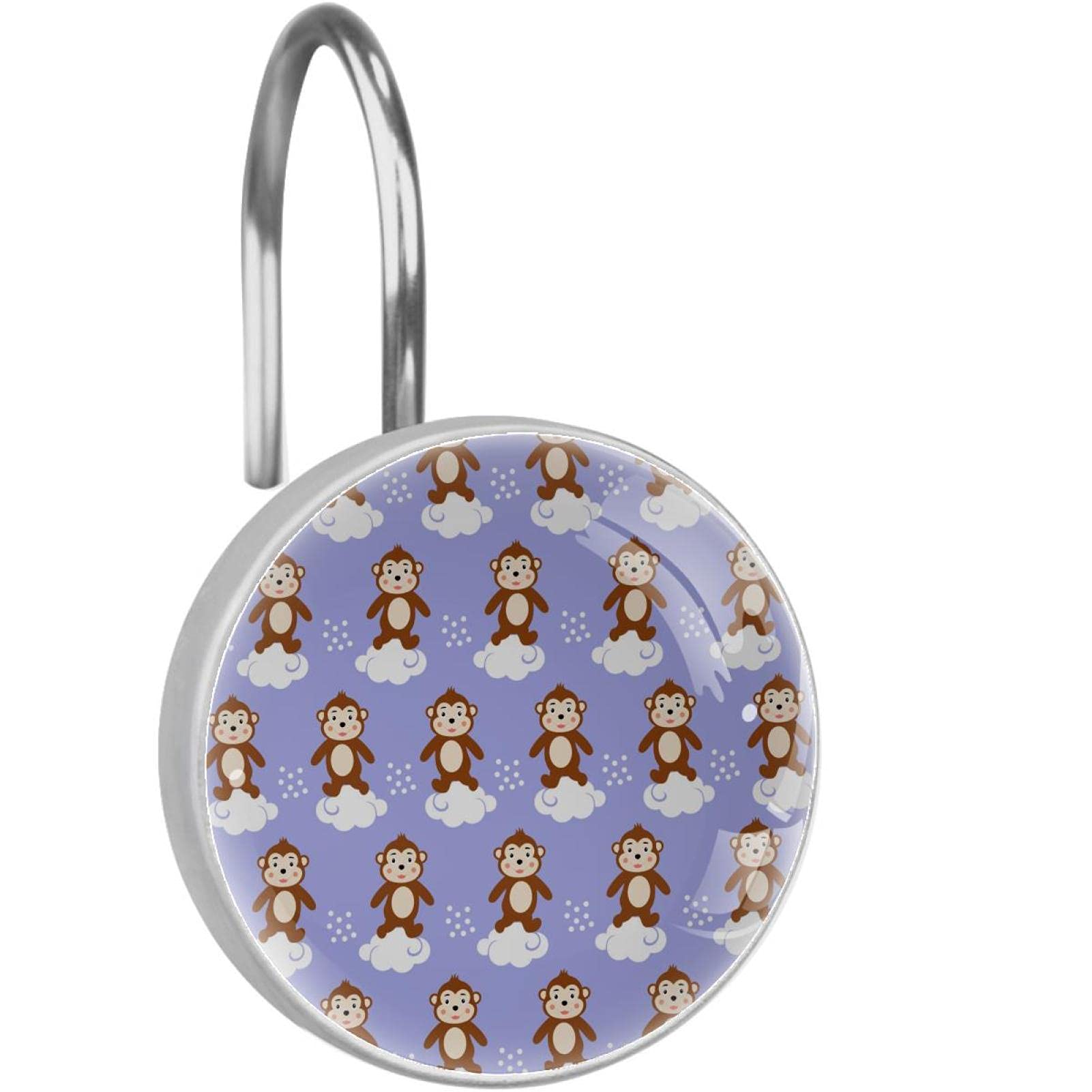 Crochet pour rideau de douche anti-rouille lot de 12 singe violet de salle de bain