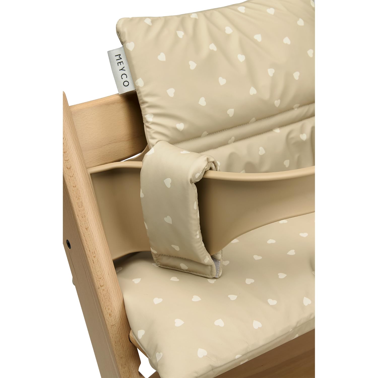 Meyco Baby Sitzverkleinerer Hochstuhl - BPA & PVC-frei - wasserfestes PU-Sitzkissen - leicht zu reinigen - Sitzauflage für div. Marken wie Stokke, Hauck etc. - Sweet Heart Sand/Soft Sand