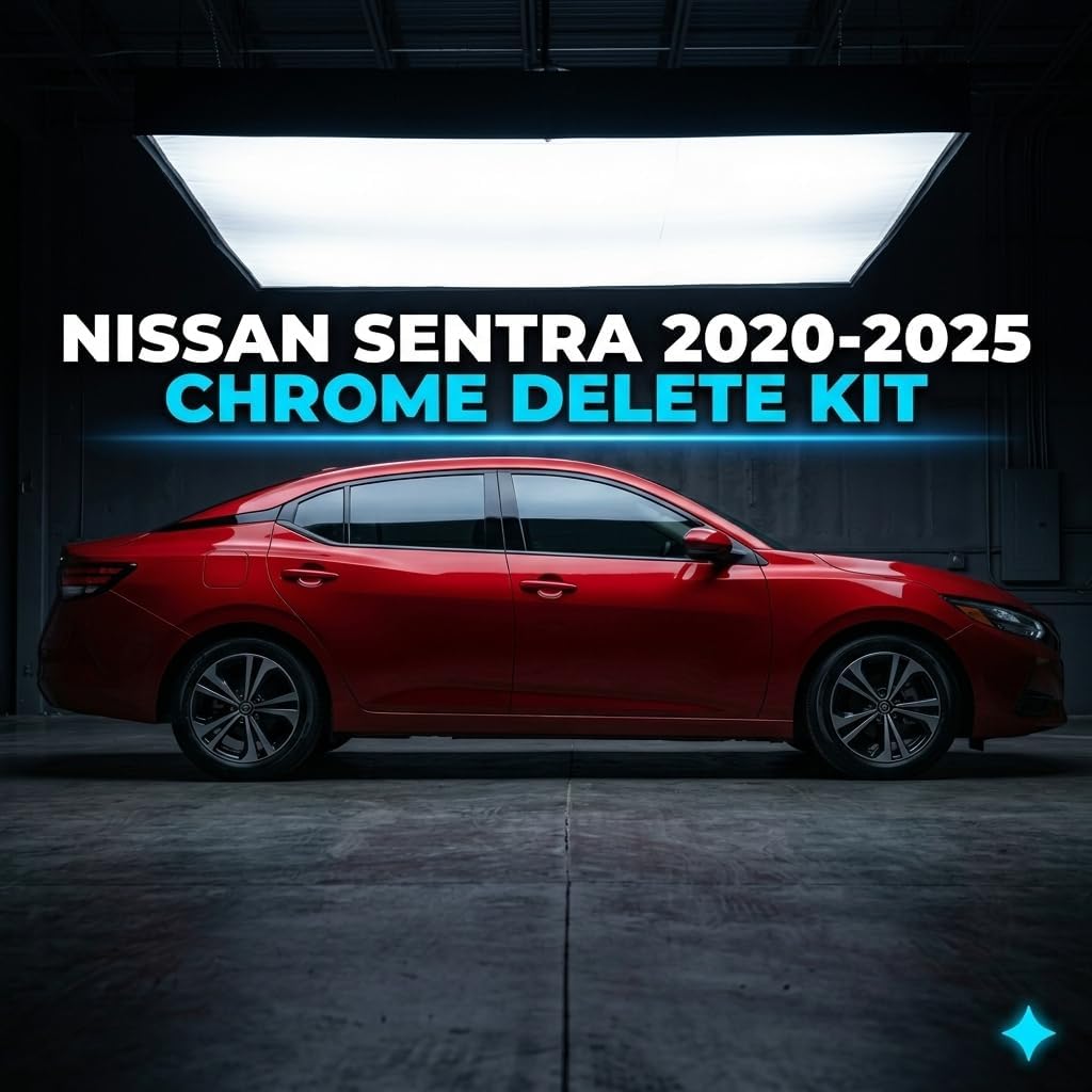 Side Chrome Delete fit for 2020 2021 2022 2023 2024 2025 Nissan Sentra Window Trim Window Trim Vinyl Wrap Kit with Gloss Black Blackout Film Accessories