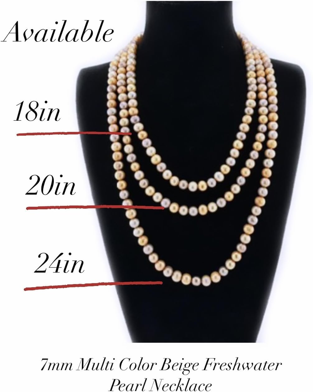 .925 Sterling Silver 7mm Multi Color Freshwater Pearl Necklace