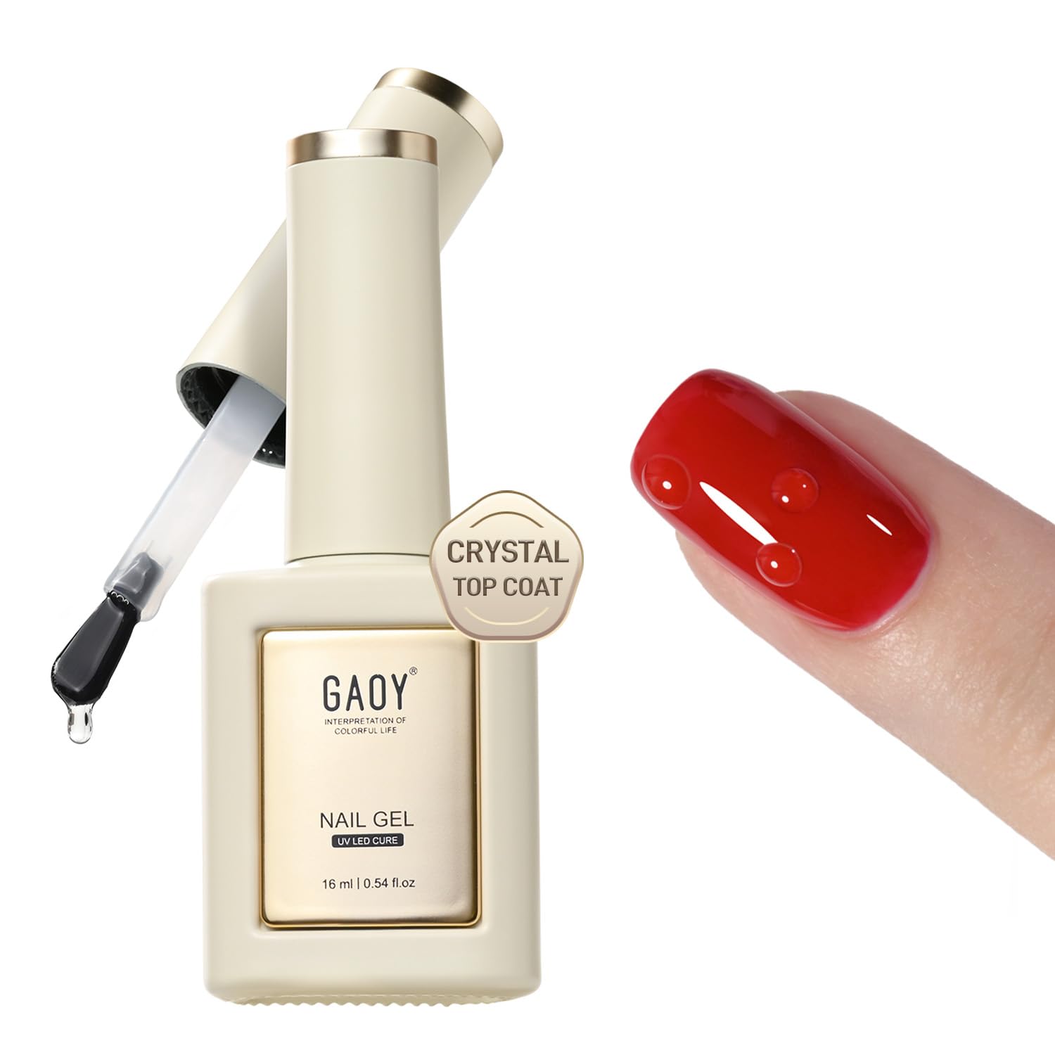 GAOY Crystal Gel Top Coat for Gel Nail Polish, 16ml No Wipe Clear Finish, High Shine for Long Lasting UV Light Cure Nail Art at Home