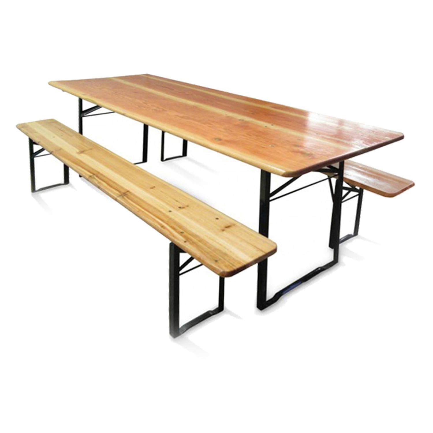 Dmora - Set Tavolo e panchine richiudibili da birreria, Colore Marrone, Misure Tavolo 220 x 76 x 80 cm, Misure Panca 220 x 46 x 24 cm