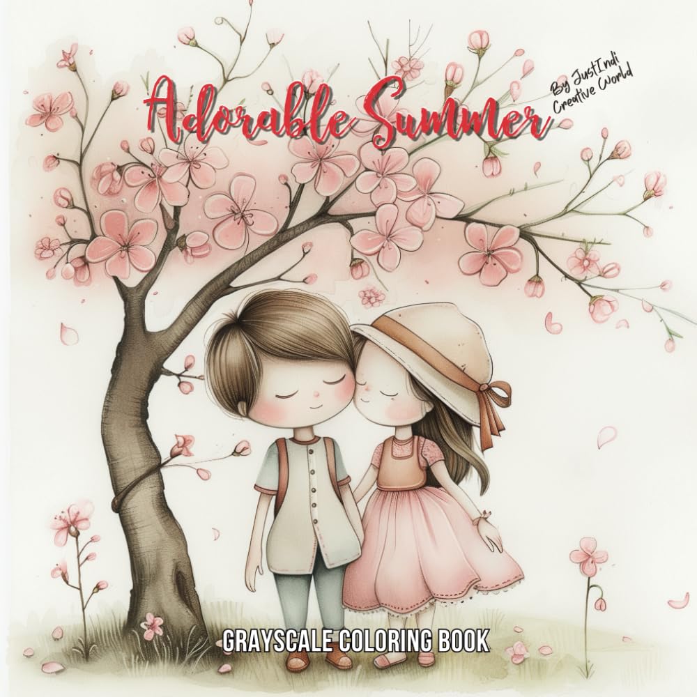 Adorable Summer: Grayscale Coloring Book (Super Cute Grayscale Coloring Books)