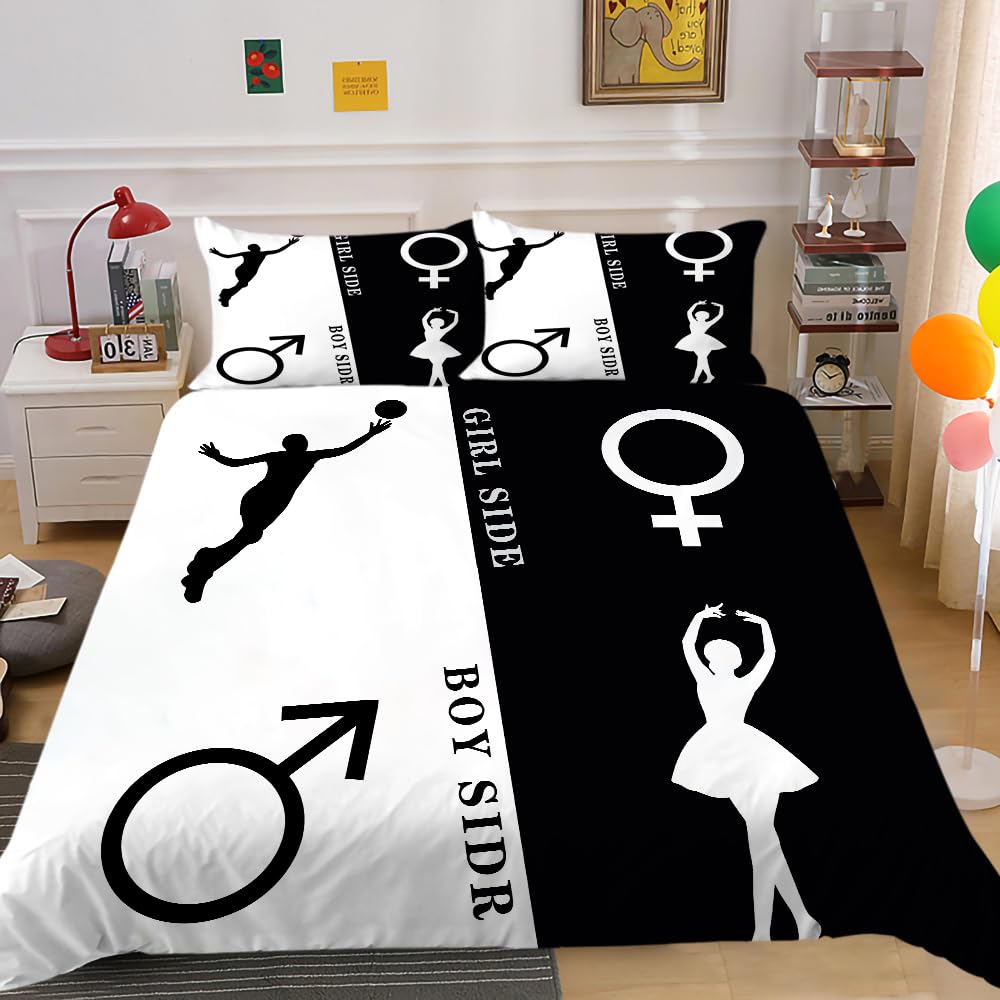 Housse de couette 240x260 cm pour grand lit enfant et ado thème animaux noir et blanc