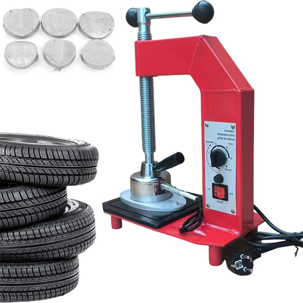 XCSCUK Automatic Tire Repair Vulcanization Machine, Tyre Repair Kit,with 6 Moulds, 0-60min Timing /145-165℃ Temperature Control, for Car, Truck