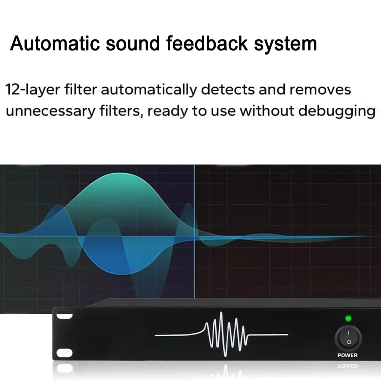 Professioneller Feedback-Unterdrücker, Audioprozessor, Mikrofon-Rückkopplungs-Frequenzwandler, digitale Rückkopplungsunterdrückung Stufe 5, for Bühne, KTV, Bar und Party(4 in 4 out)
