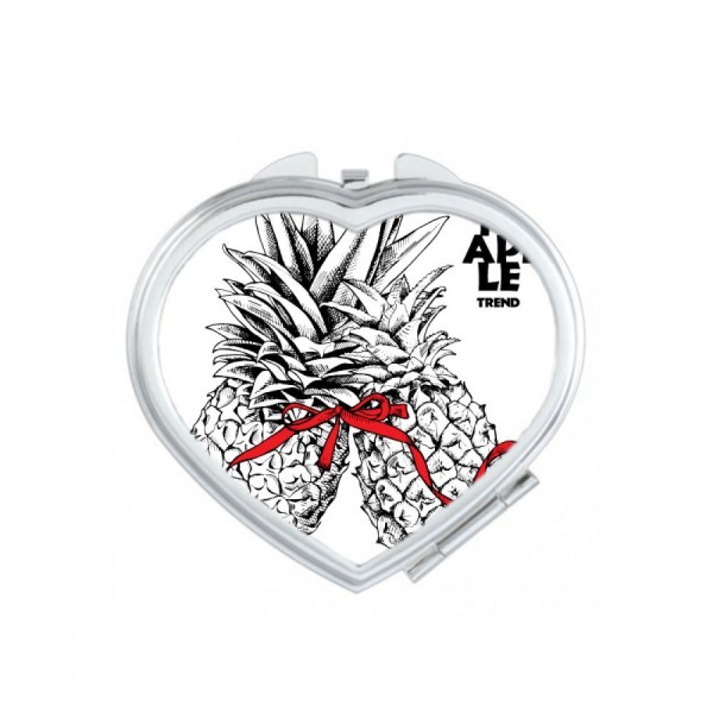Miroir de poche Ananas Coeur compact et portable pour retouches maquillage