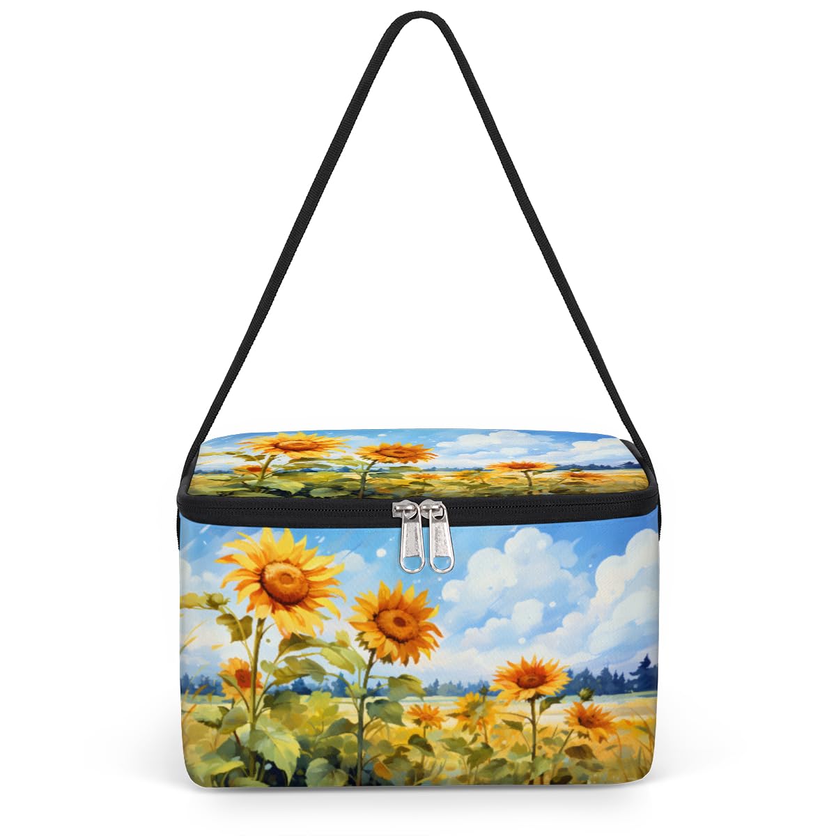 GzLeyigou Sunflower Summer Flower Lunch Bags for Women Men 9 Cans, Hot & Cold Food Delivery Bag Insulated Grocery Bag Insulated Lunch Box Sunflower Cooler Bag for Office Work Picnic Beach