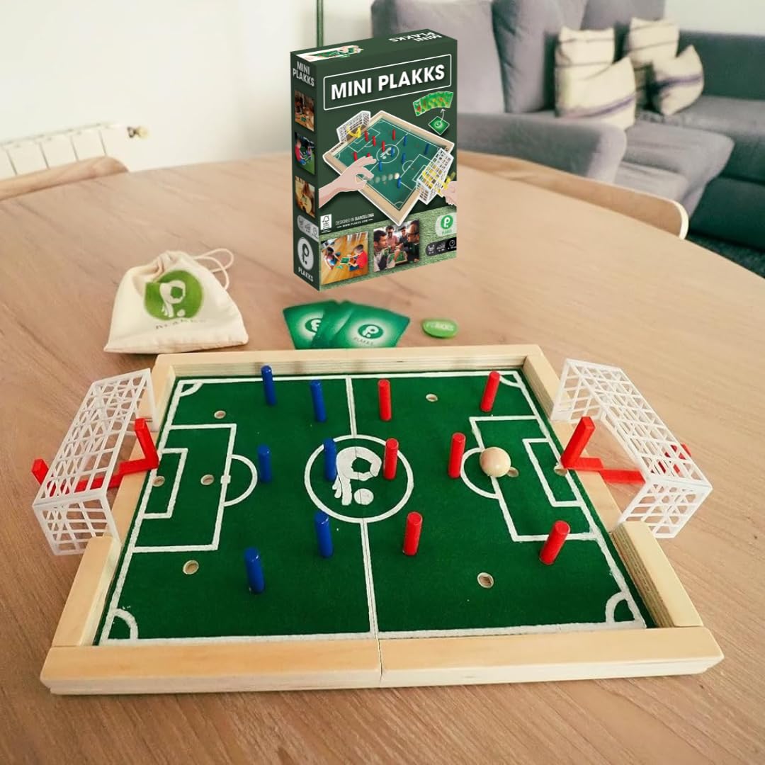 Mini PLAKKS | Juego de Futbol Niños | Futbolín de Madera para Partidas Rápidas y Estrategias Únicas | Regalo Niño | Muy Divertido y Entretenido | Portable de Viaje | De 5 a 99 Años | 2 a 4 Jugadores