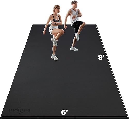Miniatura 23 de innhom Alfombrilla de ejercicio grande de 6 x 4 pies/7 x 5 pies/8 x 6 pies/10 x 6 pies, tapete de entrenamiento para gimnasio en casa, alfombrillas