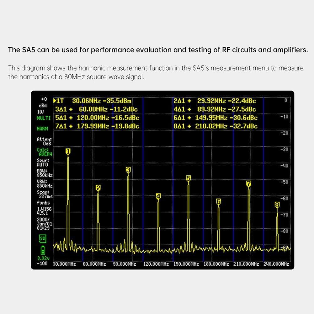 Analizador de espectro portátil SA5 con LCD IPS de 4 pulgadas